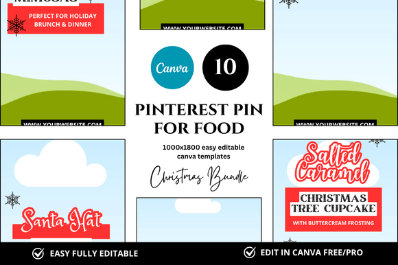 10 Christmas Pinterest Pin Canva Mockups