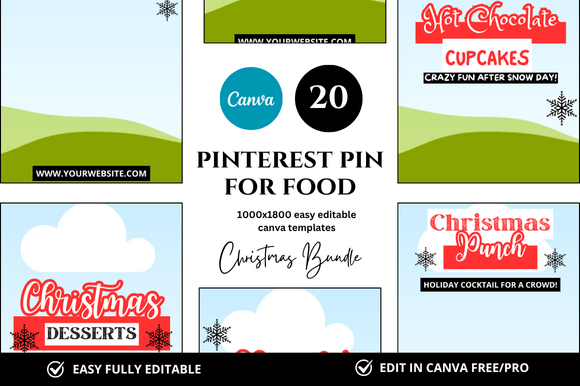 20 Christmas Pinterest Canva Pin Mockups