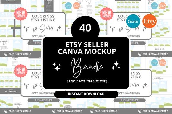 40 Colorings Etsy Listings Mockup: A Creative Tool for Digital Designers