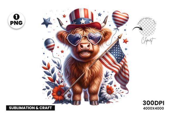 4th July Highland Cow Sublimation PNG: A Practical Design Asset for Seasonal Projects