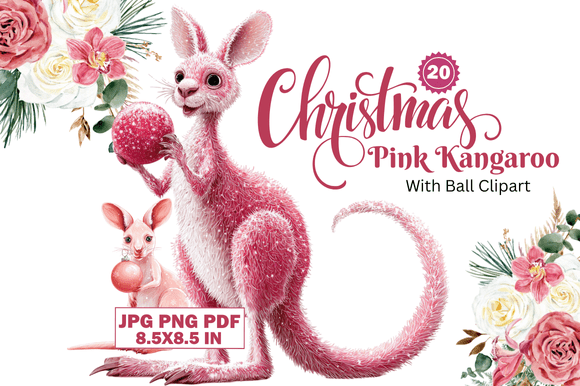 Christmas Pink Kangaroo with Ball Clipar: A Unique Holiday Accessory for All Ages
