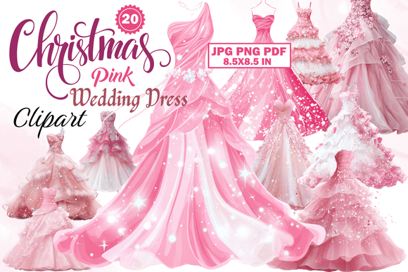 Christmas Pink Wedding Dress Clipart: A Festive Fusion of Romance and Holiday Cheer