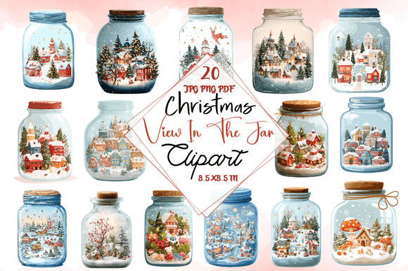 Christmas View in the Jar Clipart