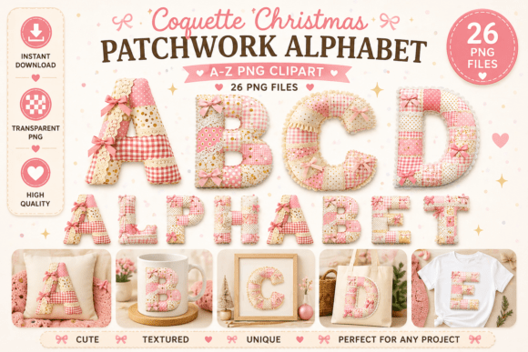 Coquette Christmas Patchwork Alphabet Guide