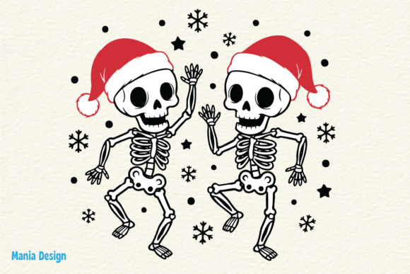 Dancing Christmas Skeletons PNG: A Unique Design Element for Holiday Projects