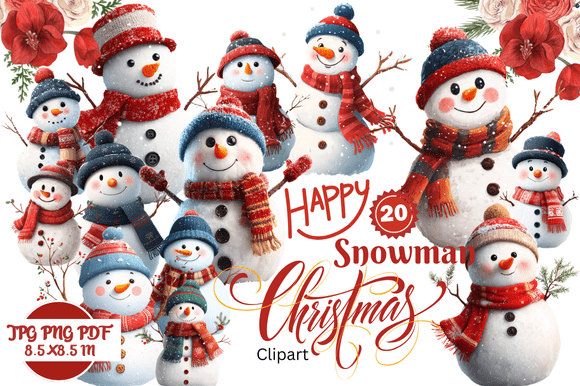 Happy Snowman Christmas Clipart in Modern Creative Workflows