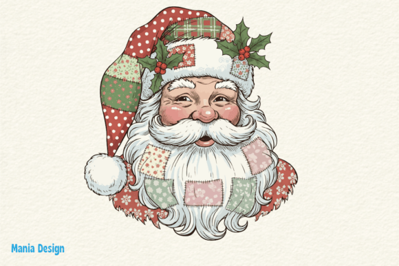 Patchwork Retro Santa Claus PNG: A Versatile Design Asset for Modern Creators