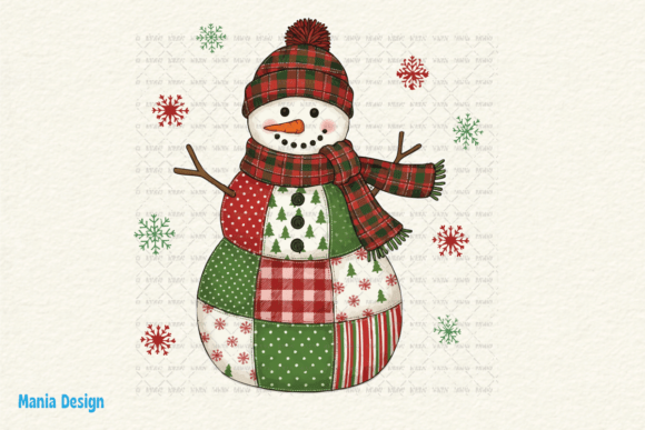 Patchwork Snowman Retro Christmas PNG: A Timeless Design for Modern Use