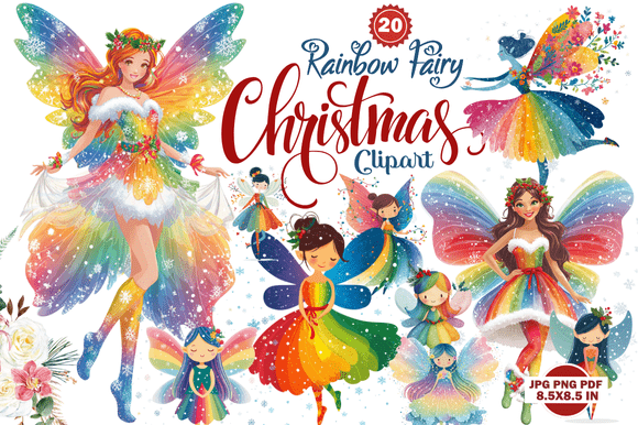Rainbow Fairy Christmas Clipart: A Magical Addition to Your Creative Projects