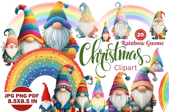 Rainbow Gnome Christmas Clipart: A Creative Tool for Seasonal Projects