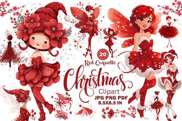 Red Coquette Christmas Clipart: A Festive Choice for Creative Projects