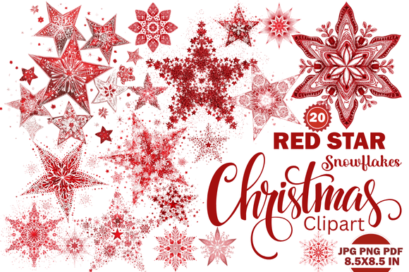 Red Star Snowflakes Christmas Clipart: A Versatile Resource for Creative and Practical Use