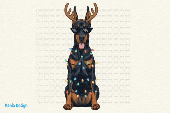 Retro Christmas Doberman Santa Dog PNG: A Unique Holiday Design Option