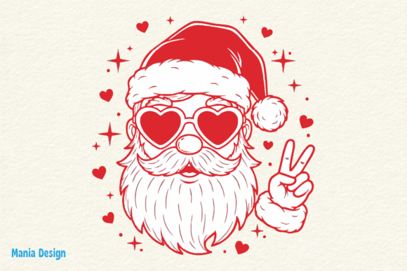 Retro Santa Peace Sign PNG: Blending Vintage Holiday Charm with Counterculture Cool