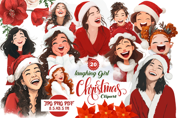 The Charm of Laughing Girl Christmas Clipart in Modern Holiday Design