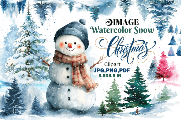 Watercolor Snow Christmas Clipart: A Timeless Touch for Modern Creativity